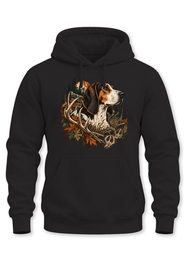Av Köpeği ve Geyik Temalı Unisex Kapüşonlu Sweatshirt – Hunting Outdoor Avcı Hoodie