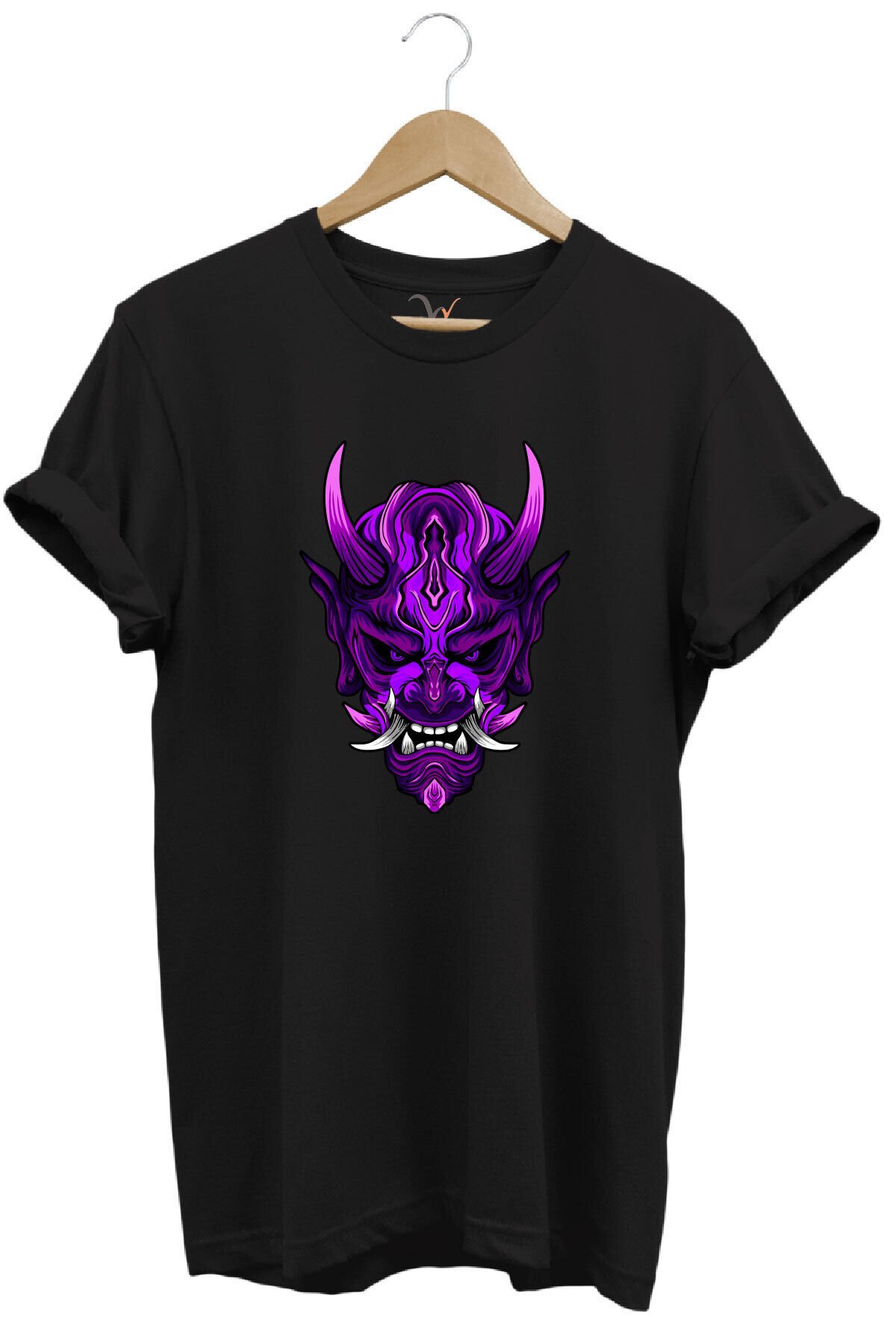 Anime Mor Kuru Kafa Baskılı %100 Pamuk Regular Fit Bisiklet Yaka Haki T-shirt Siyah - 4XL