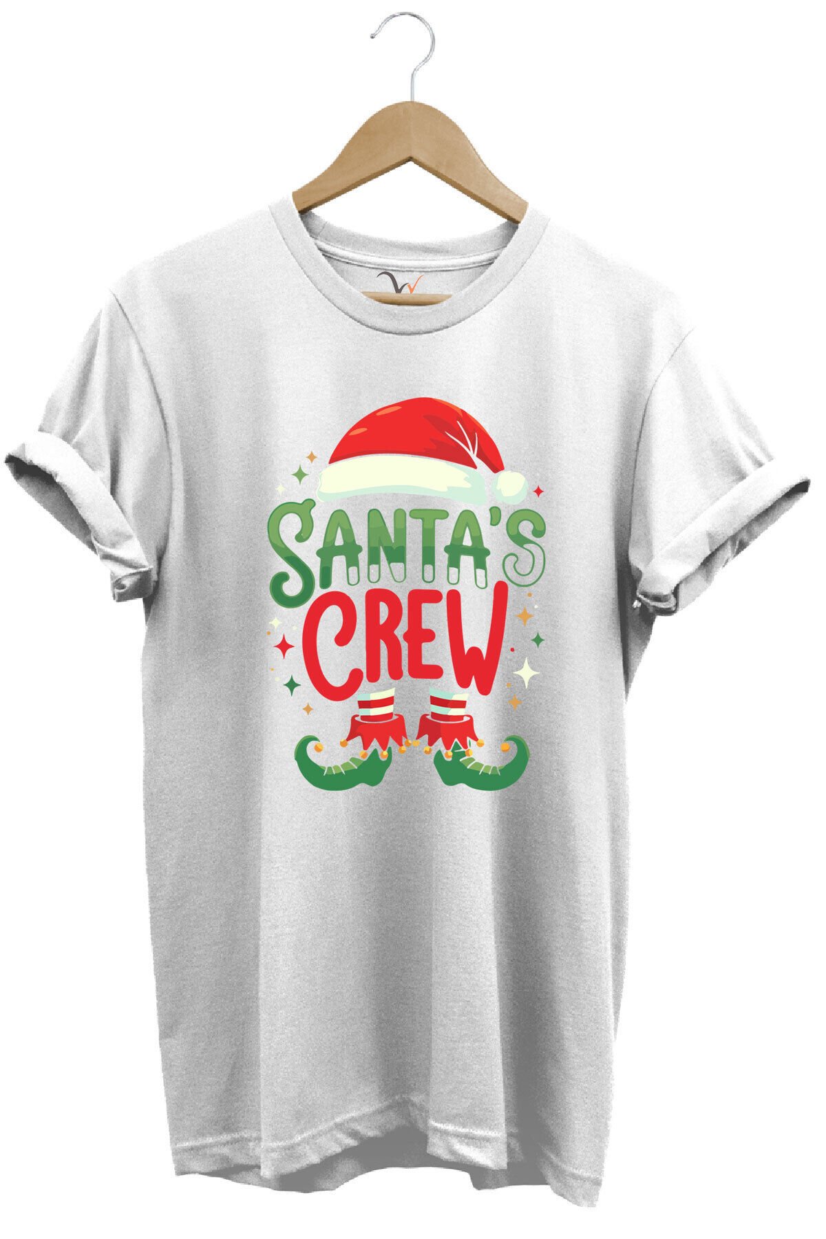 Noel Baba Yılbaşı Christmas Yeni Yıl Hediyesi Baskılı %100 Pamuk Regular Fit Gri T-shirt Beyaz - 3XL