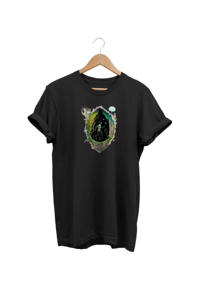 Baskılı Siyah T-shirt