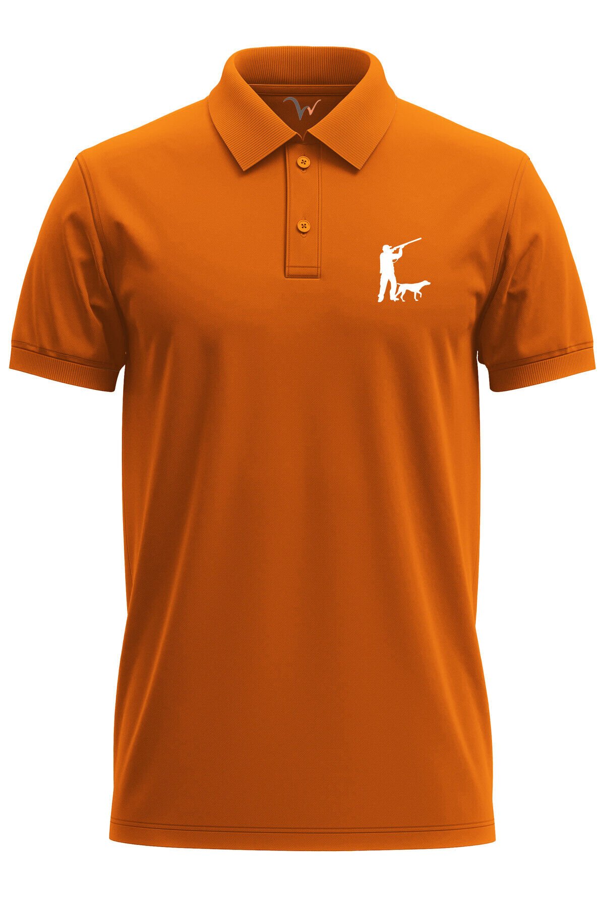 Avcılık Hunter Avcı Ve Av Köpeği Tasarım Baskılı Pamuk Regular Fit Polo Haki T-shirt Turuncu - L