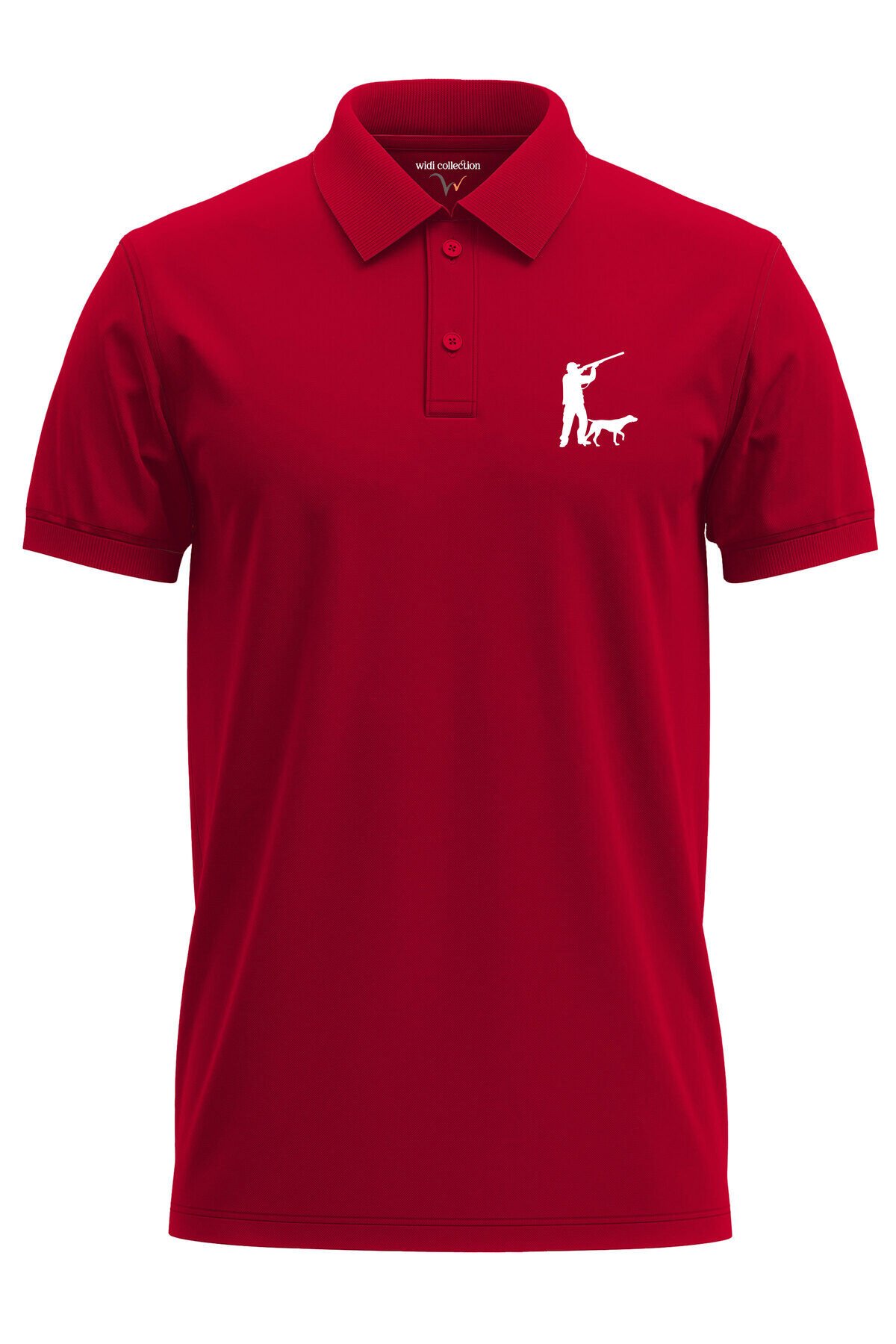 Avcılık Hunter Avcı Ve Av Köpeği Tasarım Baskılı Pamuk Regular Fit Polo Haki T-shirt Kırmızı - 2XL