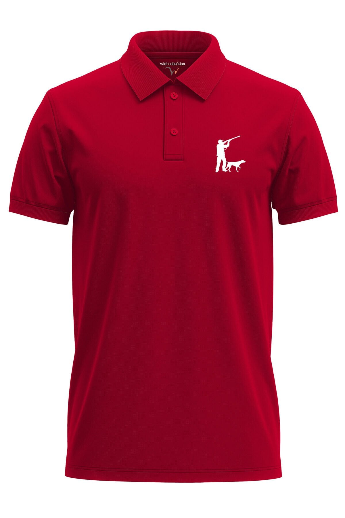 Avcılık Hunter Avcı Ve Av Köpeği Tasarım Baskılı Pamuk Regular Fit Polo Haki T-shirt Kırmızı - XL