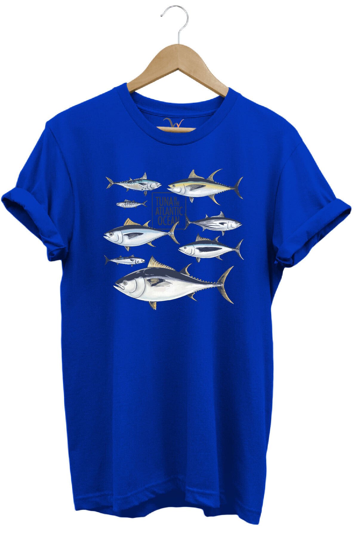 Fishing Balıkçılık Uzunkanat Orkinos Tuna Balığı Baskılı %100 Pamuk Regular Fit Mavi T-shirt Mavi - 3XL