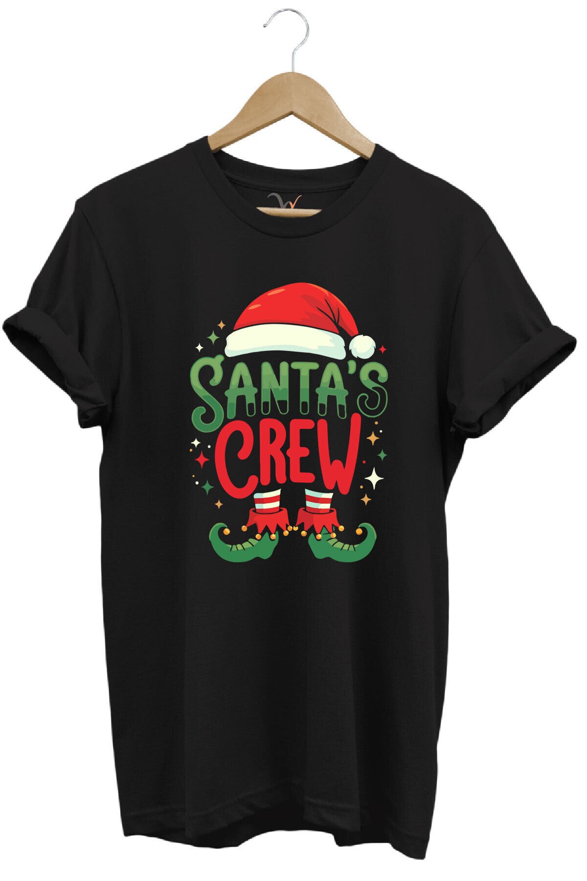 Noel Baba Yılbaşı Christmas Yeni Yıl Hediyesi Baskılı %100 Pamuk Regular Fit Gri T-shirt Siyah - L