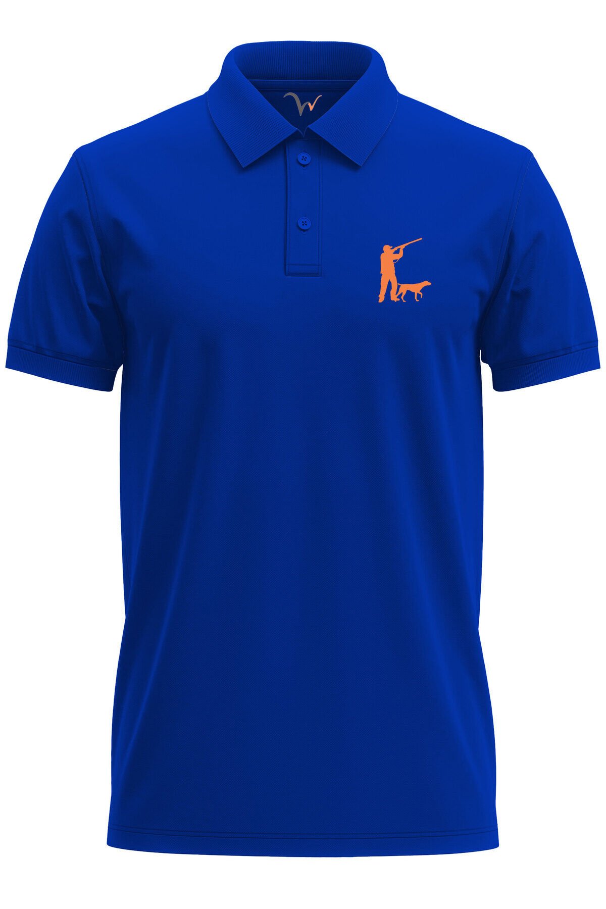 Avcılık Hunter Avcı Ve Av Köpeği Tasarım Baskılı Pamuk Regular Fit Polo Haki T-shirt Mavi - XL