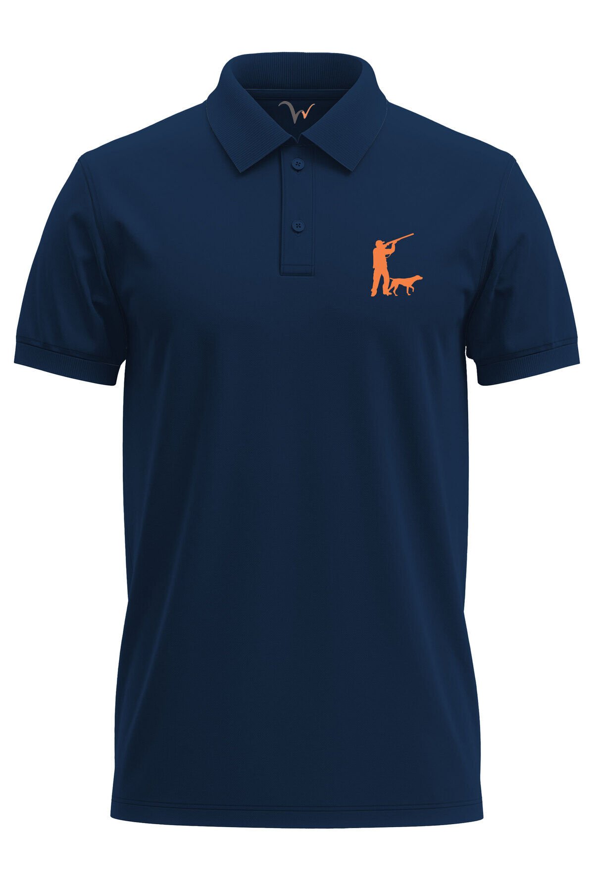 Avcılık Hunter Avcı Ve Av Köpeği Tasarım Baskılı Pamuk Regular Fit Polo Haki T-shirt Lacivert - M