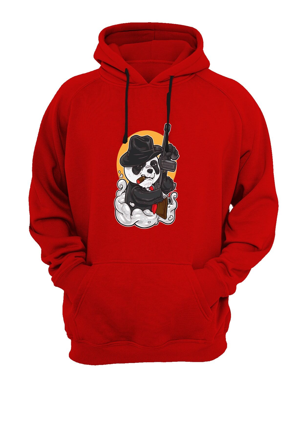 Mafya Panda Baskılı Kırmızı Sweatshirt
