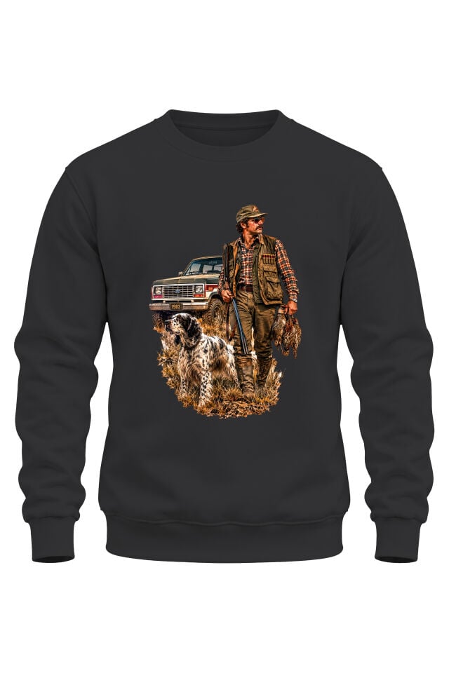 Avcı ve Av Köpeği Baskılı Sweatshirt – Hunting Outdoor Avcılık Tasarım