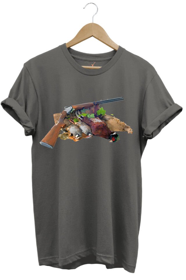 Baskılı %100 Pamuk Regular Fit Turuncu T-shirt Antrasit - 3XL
