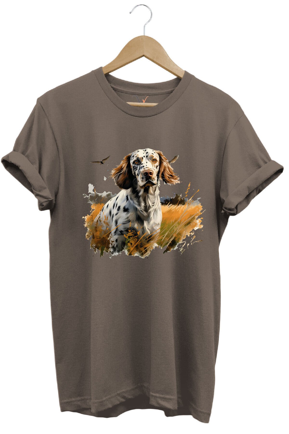 Avcılık Hunting English Setter Vahşi Yaşam Avcı Köpeği %100 Pamuk Unisex Regular Fit T-Shirt Kahverengi - 2XL