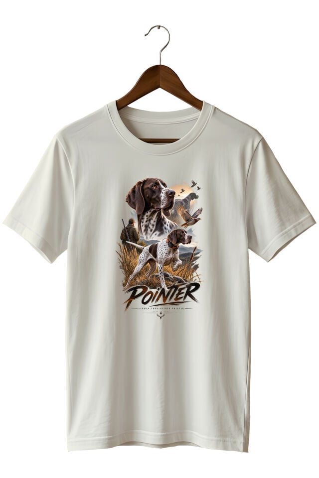 Widi Collection Pointer Av Köpeği Baskılı Unisex T-Shirt – Avcılık ve Doğa Temalı Günlük Tişört