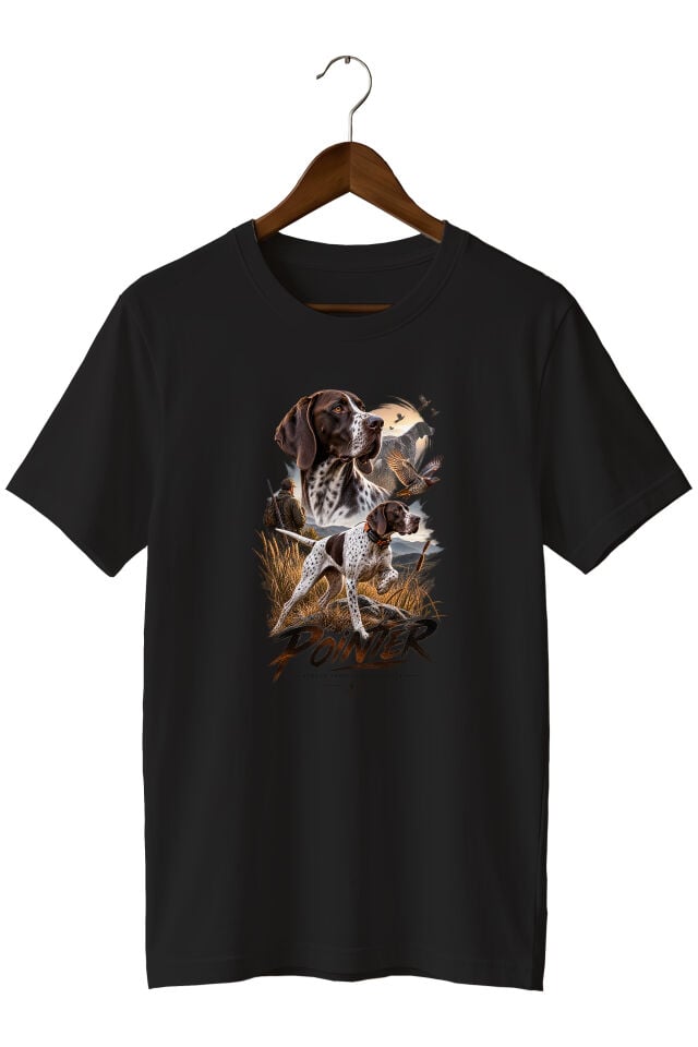 Widi Collection Pointer Av Köpeği Baskılı Unisex T-Shirt – Avcılık ve Doğa Temalı Günlük Tişört