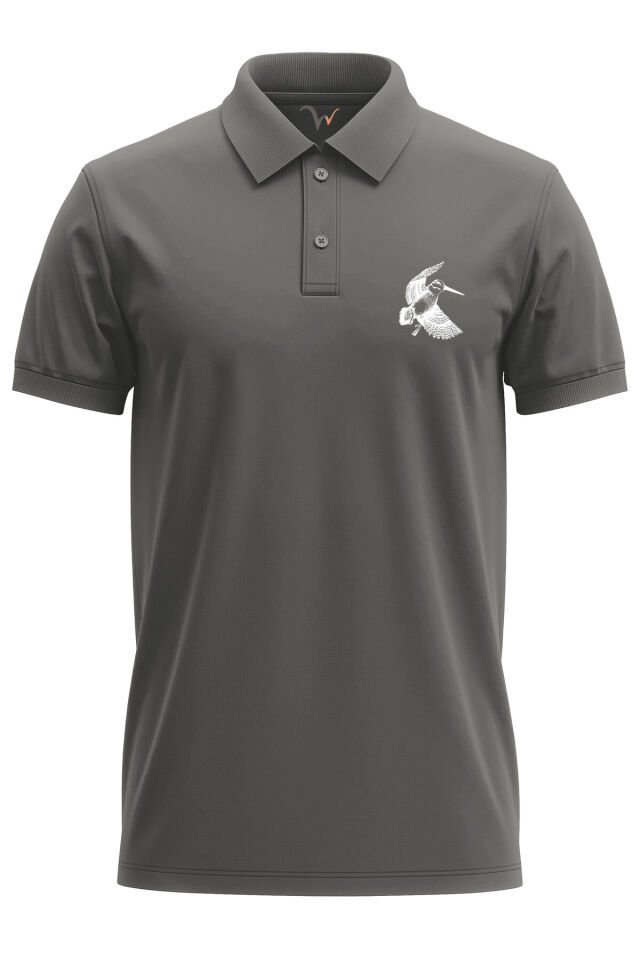 Avcılık Hunter Çulluk Avcılığı Tasarım Baskılı Çulluk Avı %100 Pamuk Regular Fit Polo Yaka T-Shirt Gri - 3XL