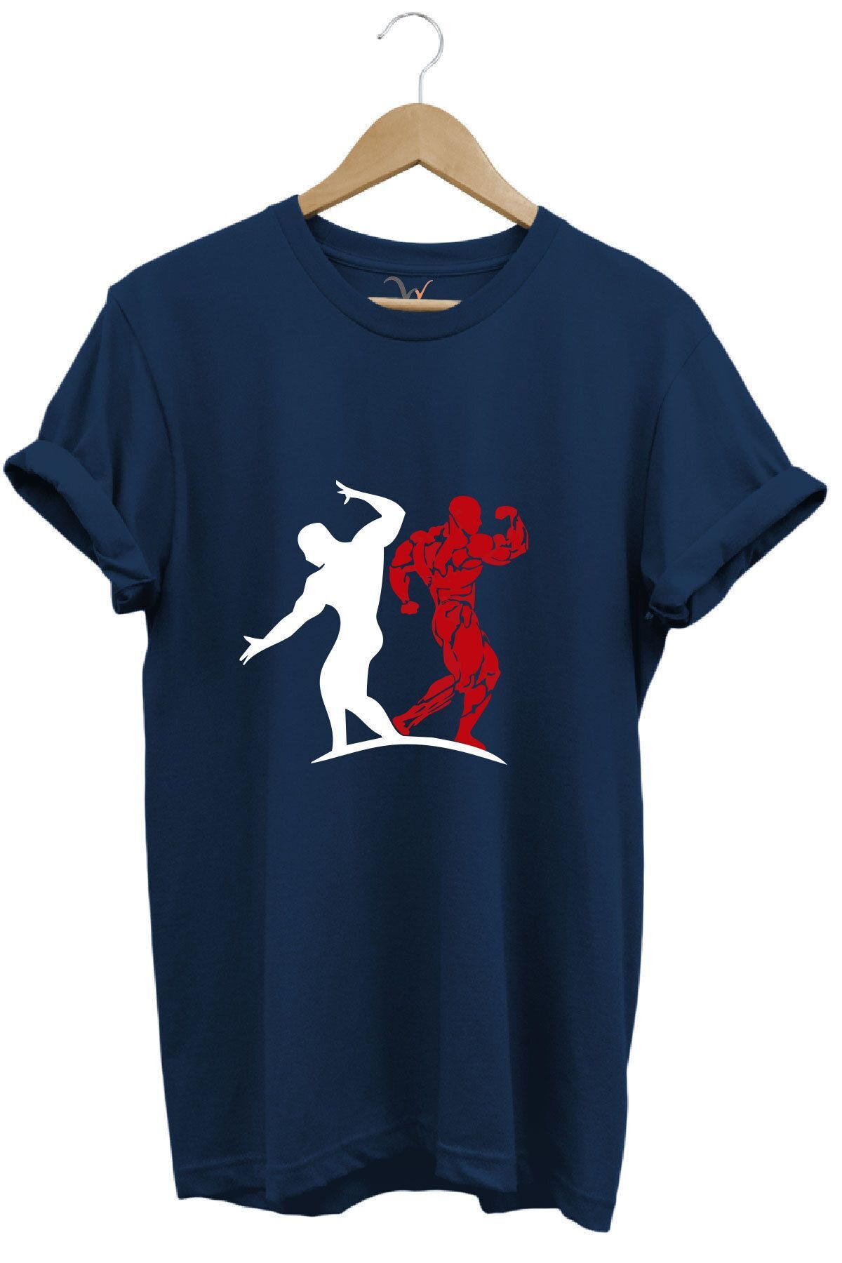 Sporcu Fitness Baskılı GYMRegular Fit %100 Pamuk Bisiklet Yaka Premium Tişört Lacivert - 4XL