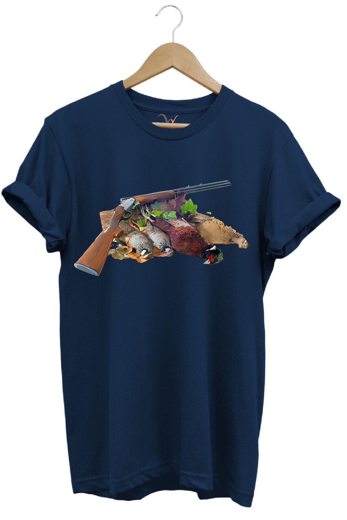 Baskılı %100 Pamuk Regular Fit Turuncu T-shirt Lacivert - 2XL