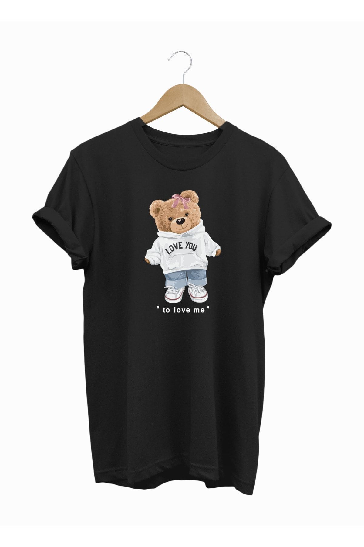 I Love You Bear Baskılı Tshirt