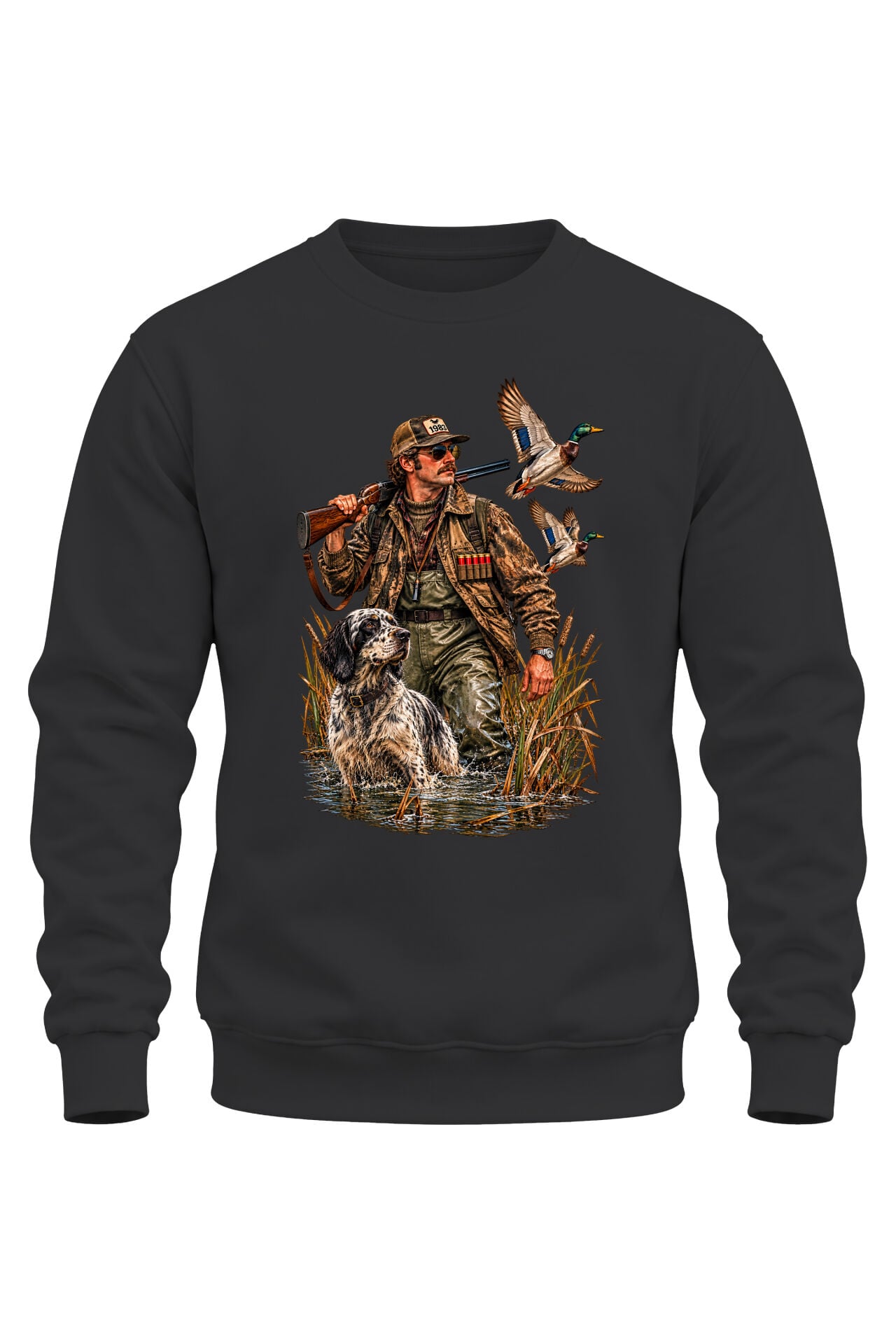 Ördek Avcısı ve Av Köpeği Baskılı Sweatshirt – Hunting Outdoor Tasarım
