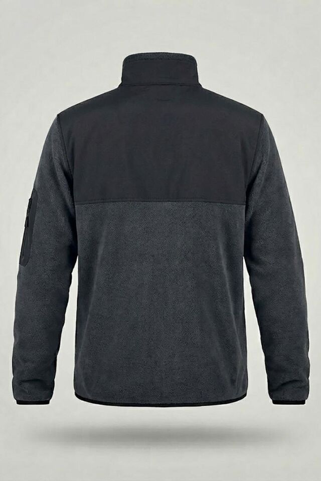 Avcılık Hunter Yazı Baskılı Dik Yaka Garnili Softshell Polar Ceket - Gri
