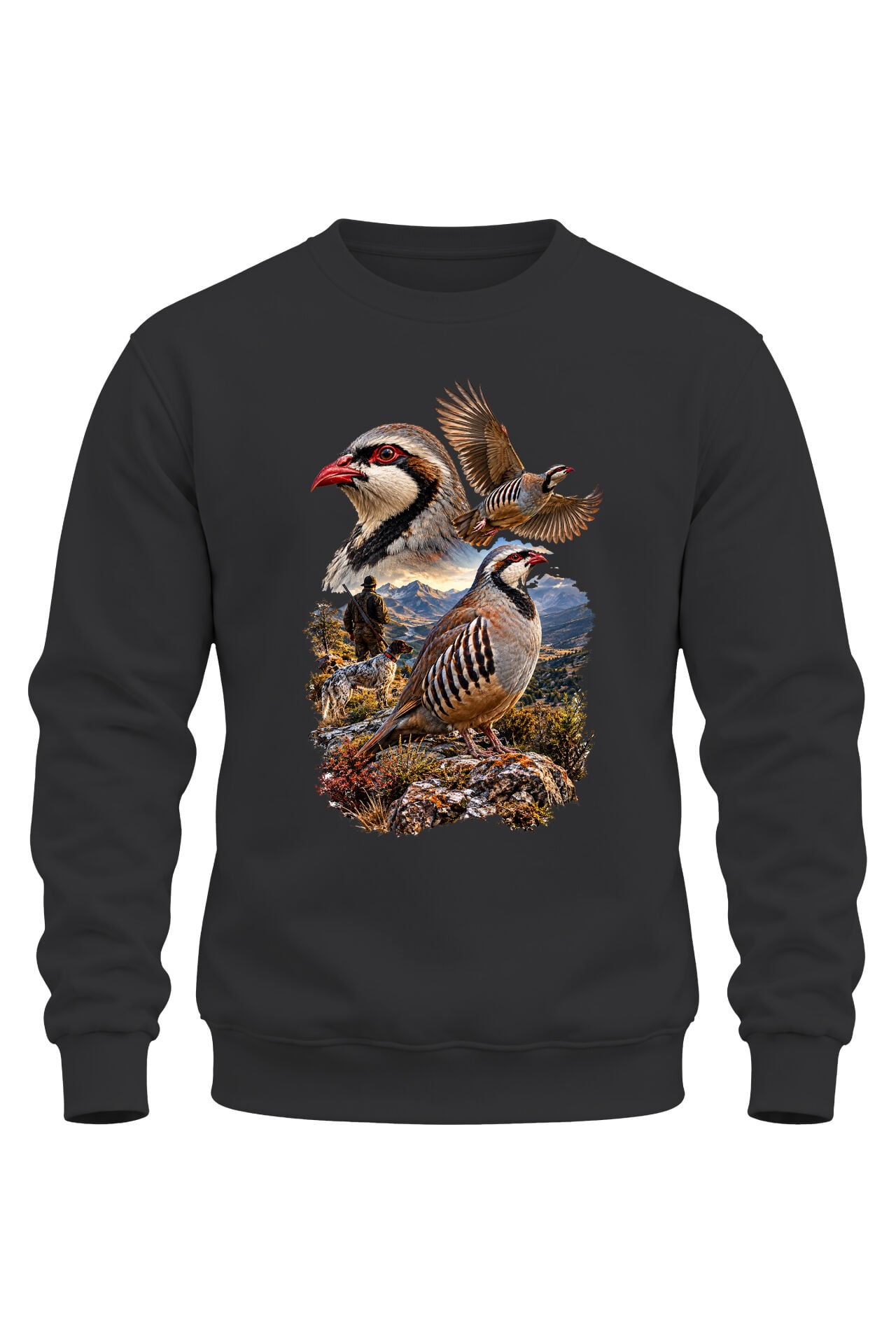 Keklik Avı Temalı Avcı ve Av Köpeği Baskılı Sweatshirt – Hunting Outdoor Tasarım