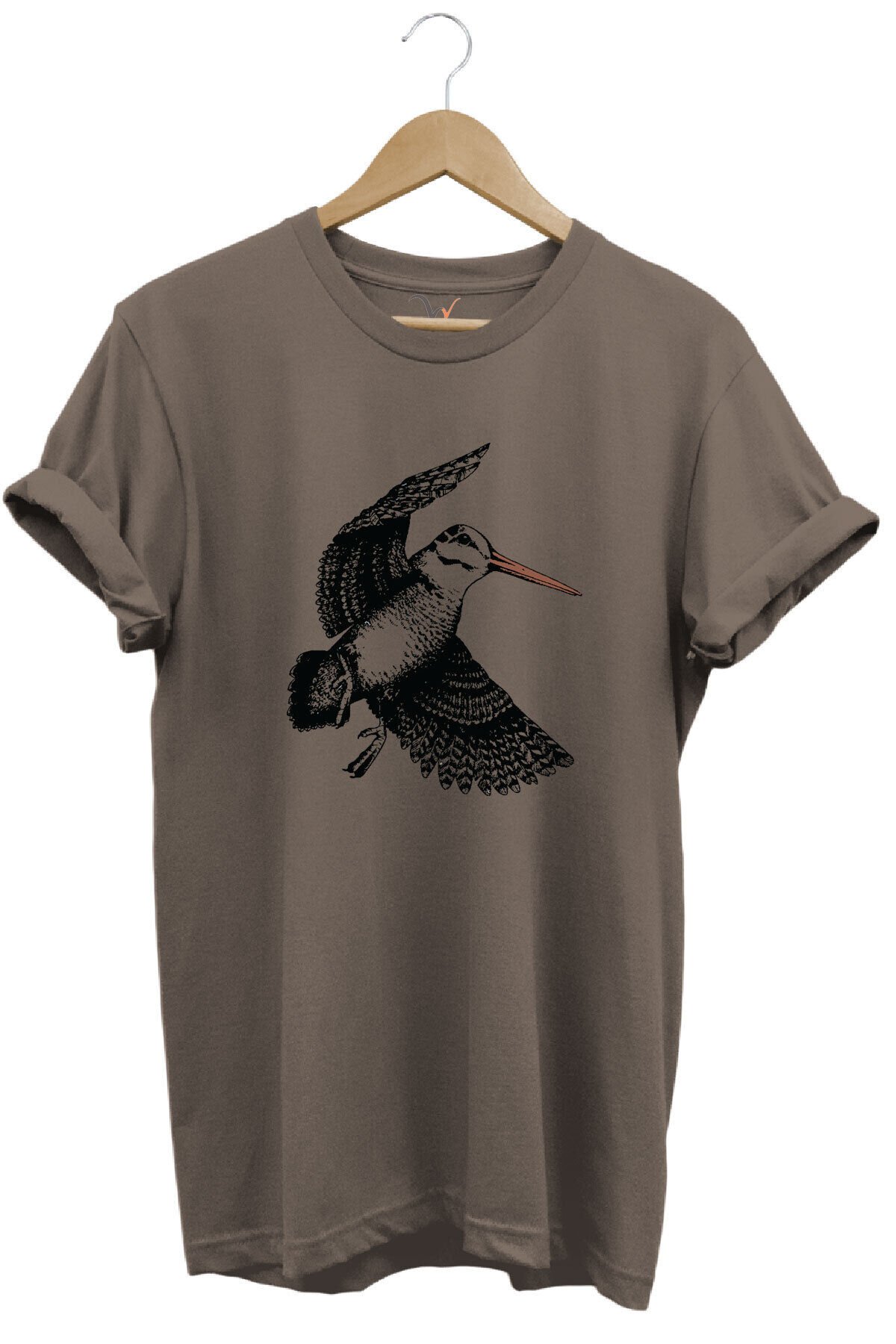 Widi Avcılık Çulluk Baskılı Kahverengi T-shirt
