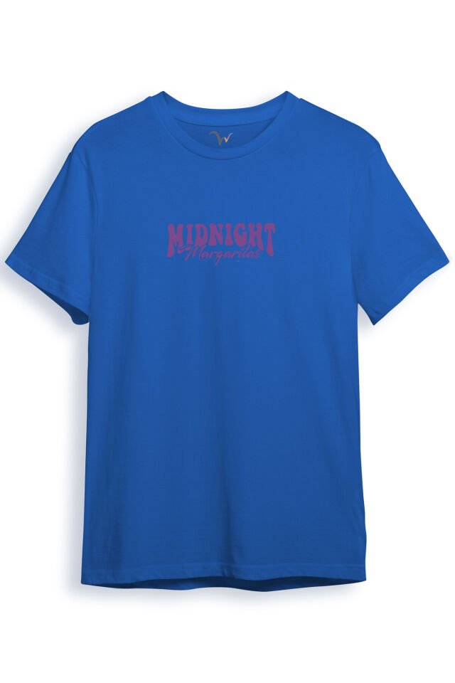 Midnight Margaritas Ön ve Arka Baskılı %100 Pamuk Unisex Regular Fit T-Shirt Mavi - 3XL