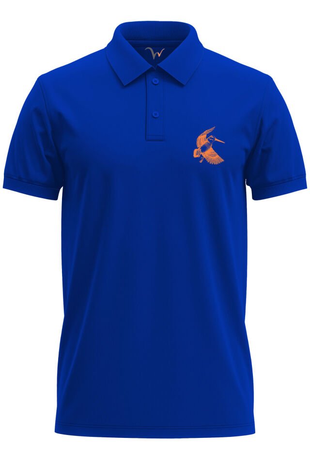 Avcılık Hunter Çulluk Avcılığı Tasarım Baskılı Çulluk Avı %100 Pamuk Regular Fit Polo Yaka T-Shirt Mavi - 2XL