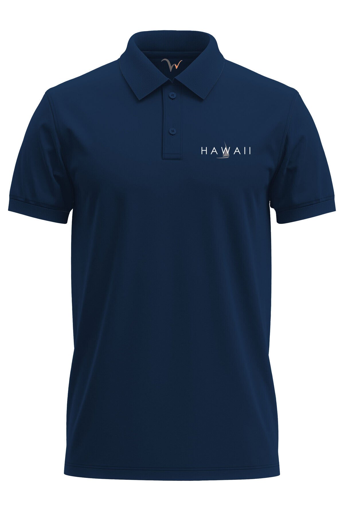 Hawaii Yazılı Tekne Baskılı Deniz Yaz %100 Pamuk Regular Fit Polo Yaka Lacivert T-shirt Lacivert - L