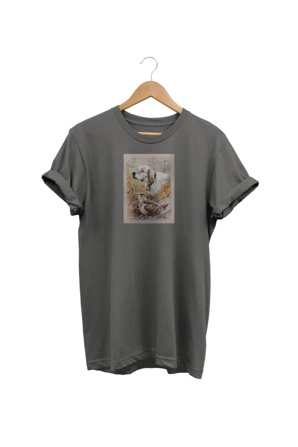 Widi Setter Çulluk Baskılı Gri T-shirt