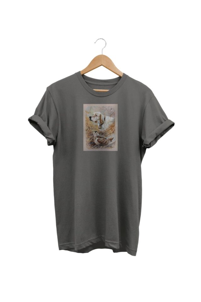 Widi Setter Çulluk Baskılı Gri T-shirt