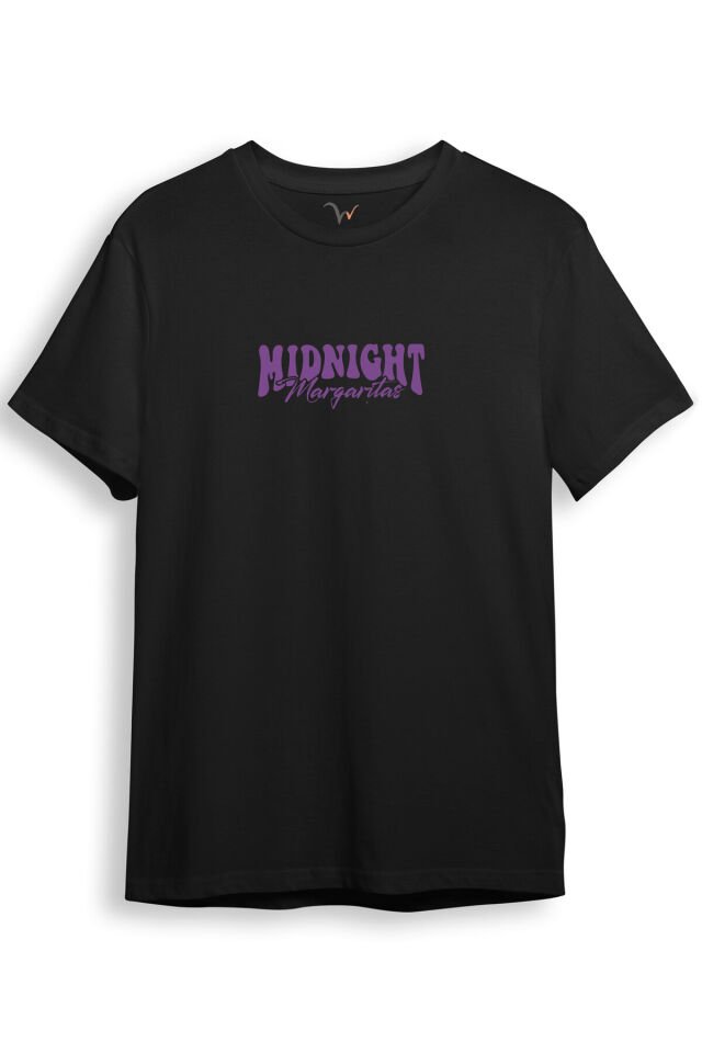Midnight Margaritas Ön ve Arka Baskılı %100 Pamuk Unisex Regular Fit T-Shirt Siyah - 5XL