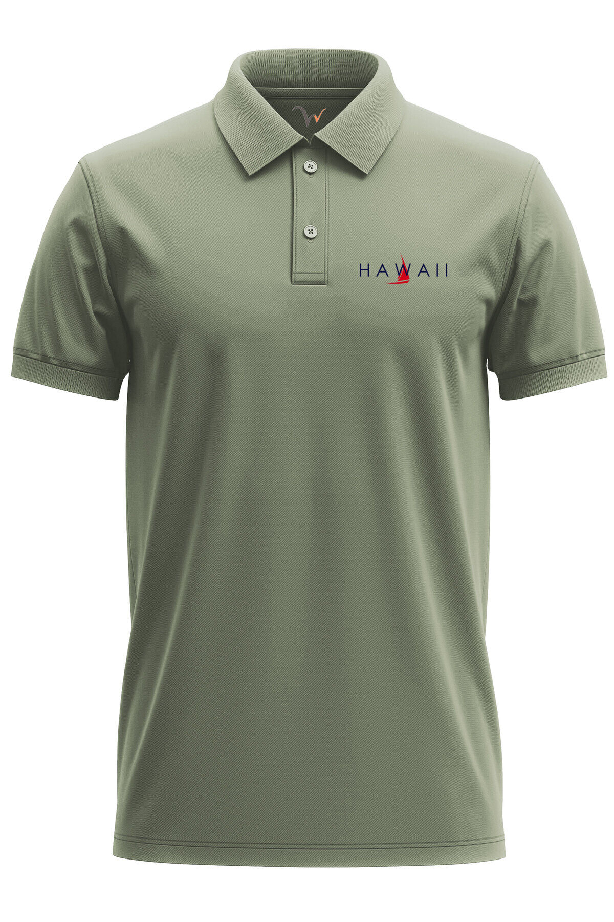 Hawaii Yazılı Tekne Baskılı Deniz Yaz %100 Pamuk Regular Fit Polo Yaka Lacivert T-shirt Haki - 3XL