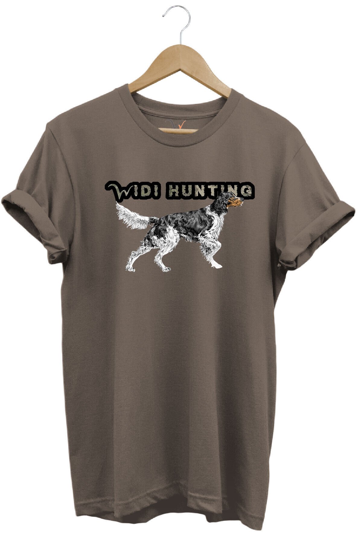 Widi Hunting Avcılık English Setter Av Köpeği Baskılı %100 Pamuk Regular Fit T-shirt Kahverengi - M
