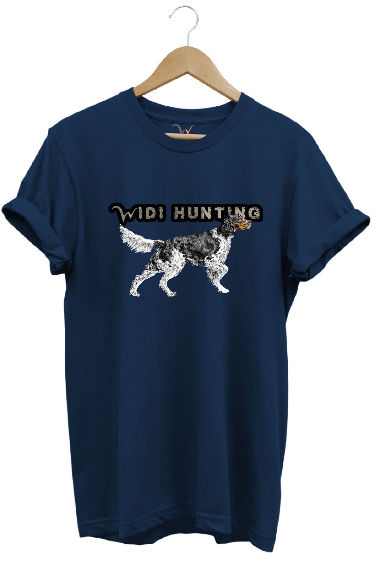 Widi Hunting Avcılık English Setter Av Köpeği Baskılı %100 Pamuk Regular Fit T-shirt Lacivert - L