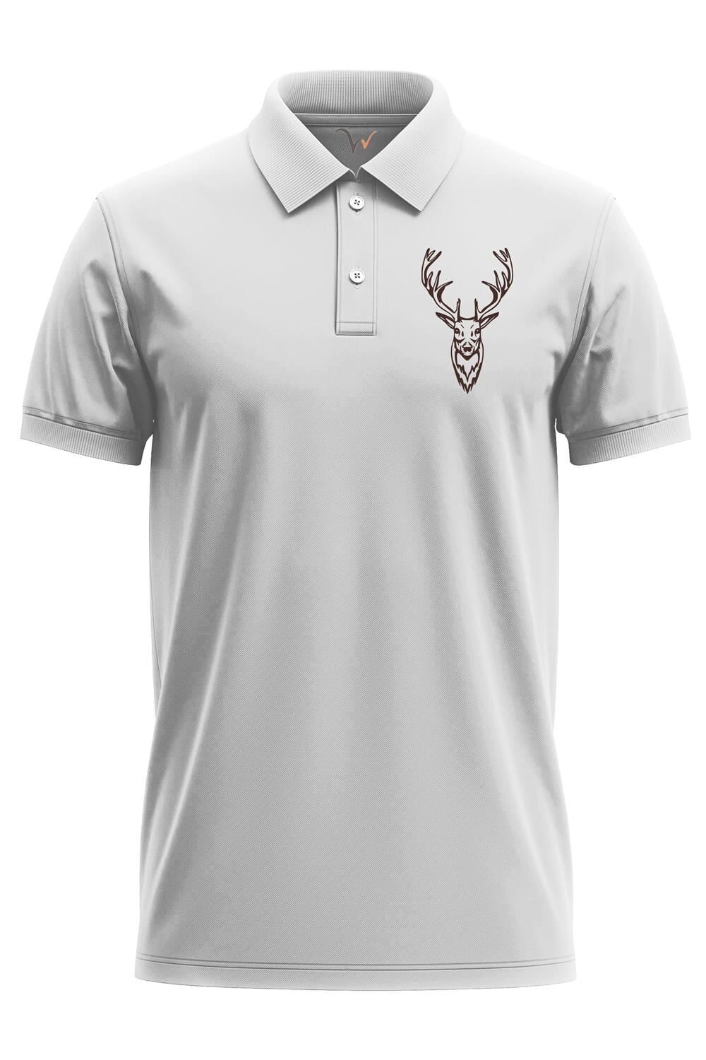 Avcılık Hunter Geyik Avcılığı Tasarım Baskılı %100 Pamuk Regular Fit Polo Yaka T-Shirt - Antrasit M