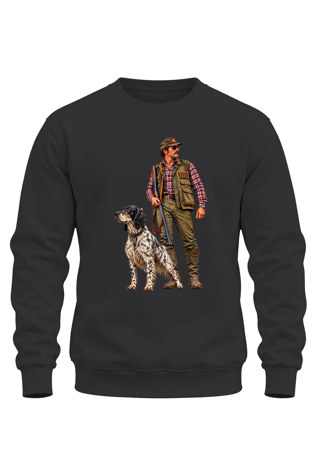 Avcı ve Av Köpeği Baskılı Sweatshirt – Hunting Outdoor Avcılık Tasarım
