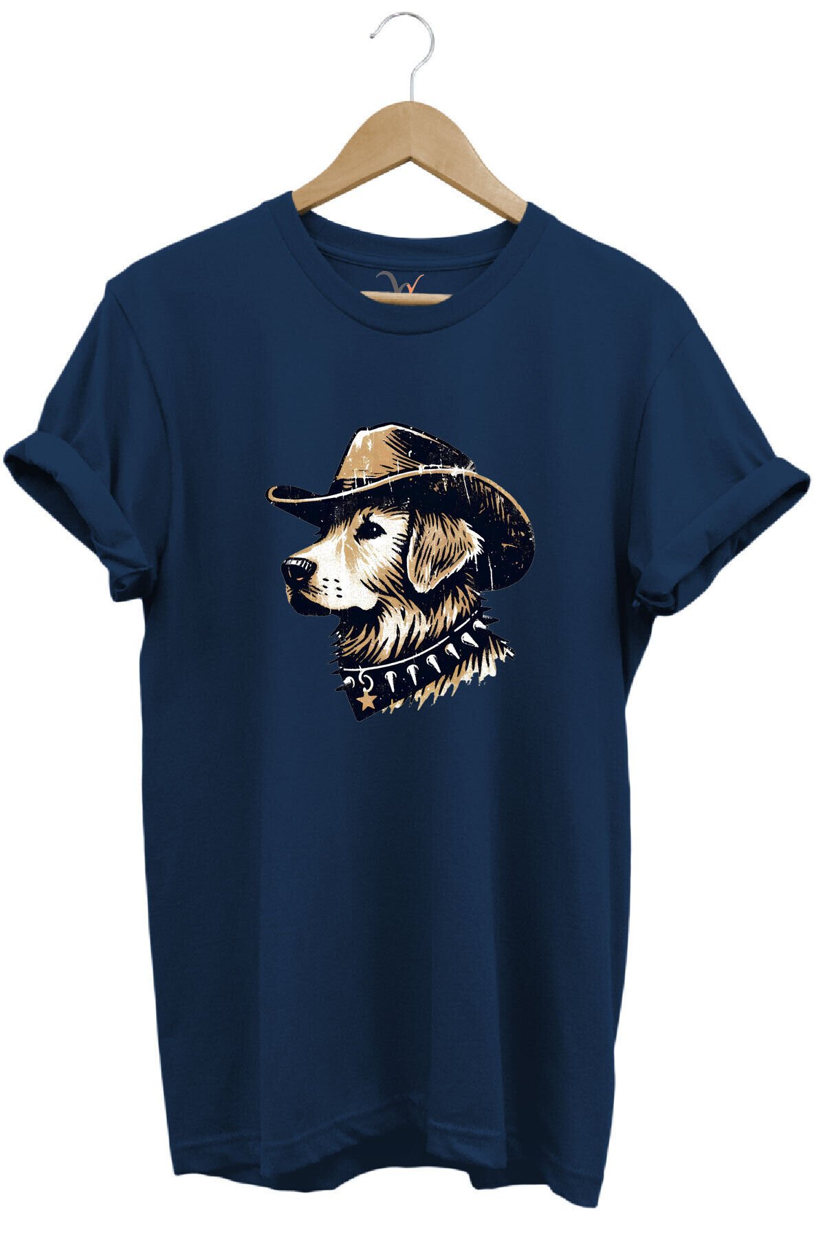 Avcılık Hunting Avcı Köpeği Golden Retriever Baskılı Vintage %100 Pamuk Unisex Regular Fit T-Shirt Lacivert - L