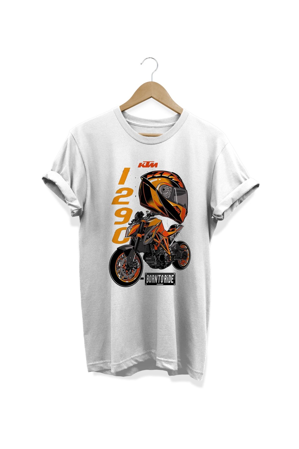 1920 Born To Ride Baskılı Beyaz T-shirt