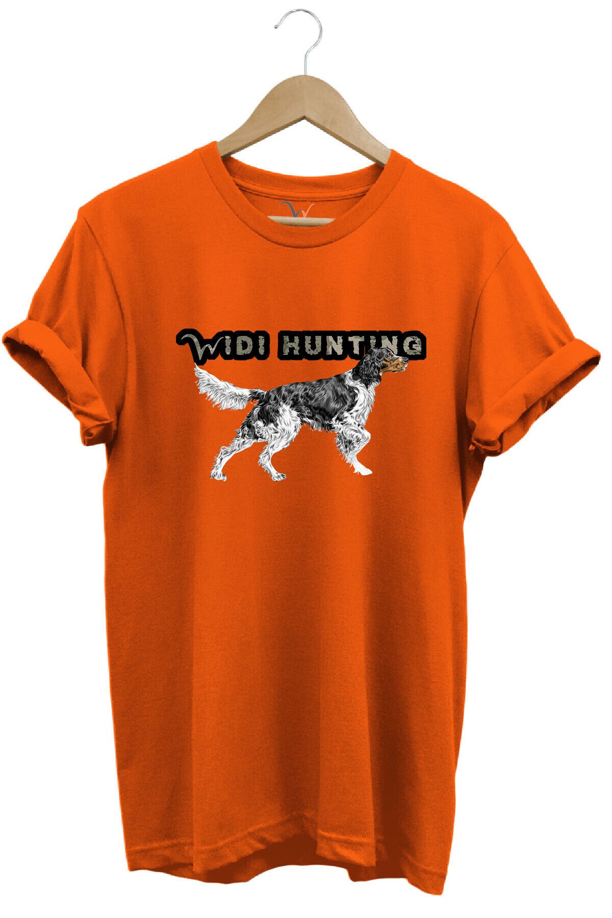 Widi Hunting Avcılık English Setter Av Köpeği Baskılı %100 Pamuk Regular Fit T-shirt Turuncu - 2XL
