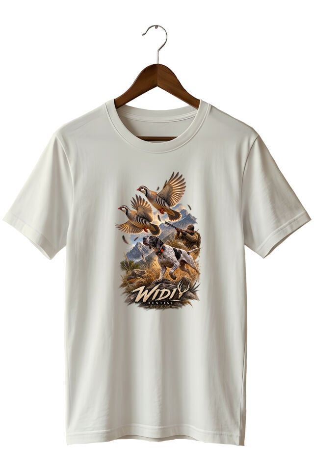 Widi Collection Keklik Avı Av Köpeği Baskılı Unisex T-Shirt – Avcılık Doğa ve Outdoor Temalı Tişört