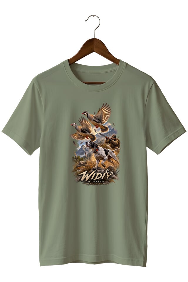Widi Collection Keklik Avı Av Köpeği Baskılı Unisex T-Shirt – Avcılık Doğa ve Outdoor Temalı Tişört
