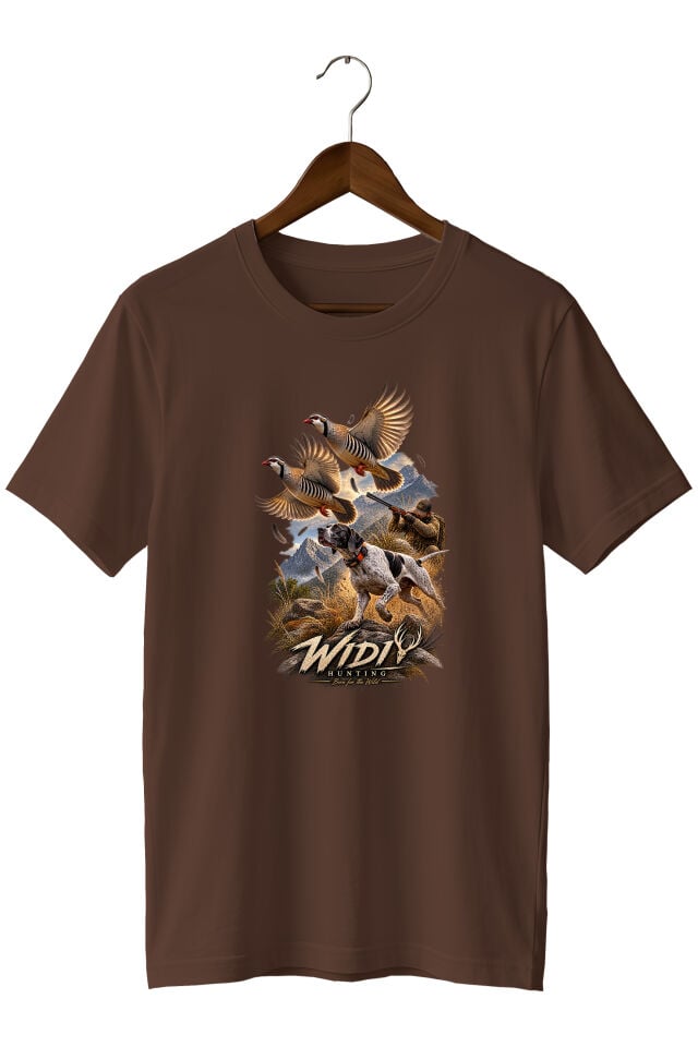 Widi Collection Keklik Avı Av Köpeği Baskılı Unisex T-Shirt – Avcılık Doğa ve Outdoor Temalı Tişört