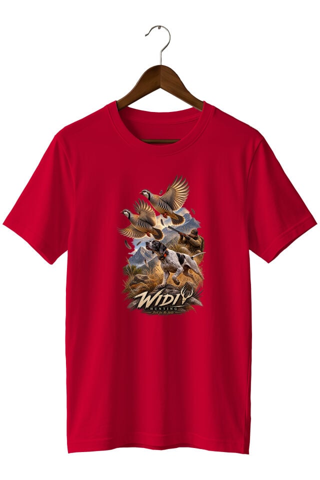 Widi Collection Keklik Avı Av Köpeği Baskılı Unisex T-Shirt – Avcılık Doğa ve Outdoor Temalı Tişört