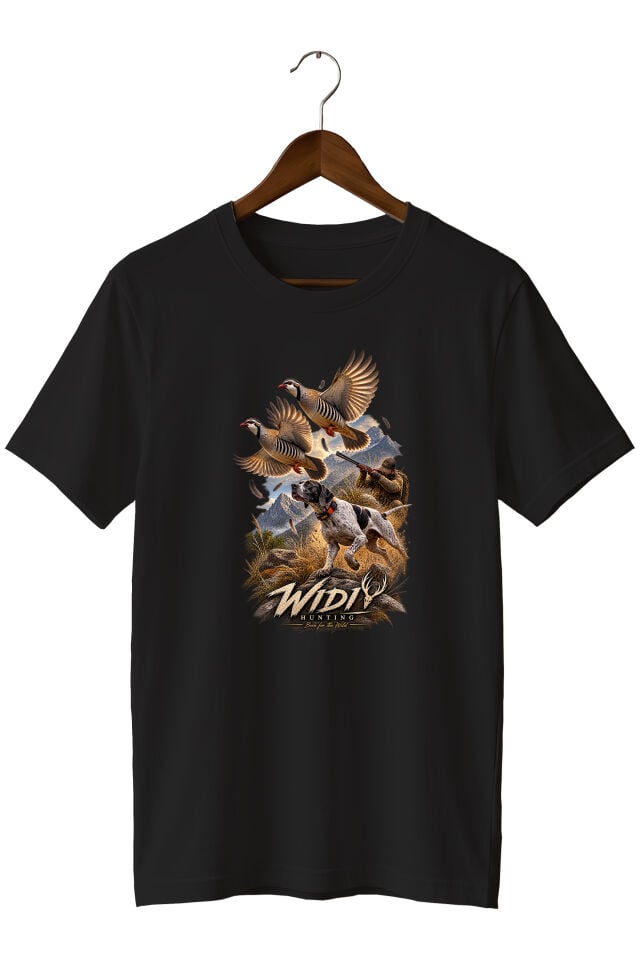 Widi Collection Keklik Avı Av Köpeği Baskılı Unisex T-Shirt – Avcılık Doğa ve Outdoor Temalı Tişört