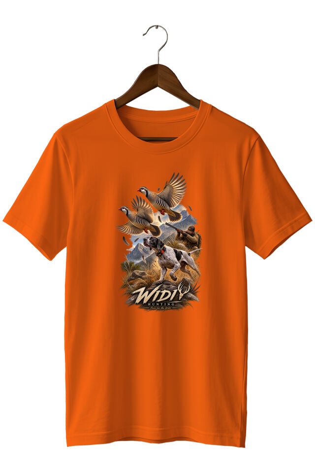 Widi Collection Keklik Avı Av Köpeği Baskılı Unisex T-Shirt – Avcılık Doğa ve Outdoor Temalı Tişört