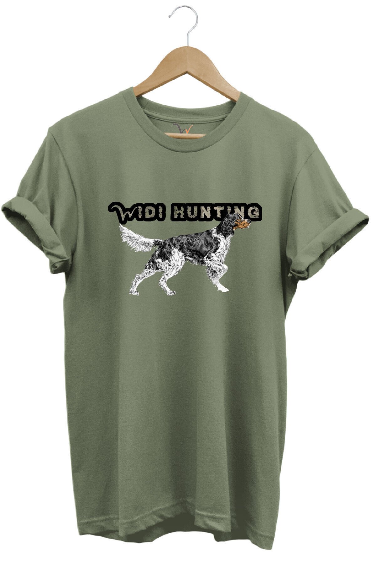 Widi Hunting Avcılık English Setter Av Köpeği Baskılı %100 Pamuk Regular Fit T-shirt Haki - XL