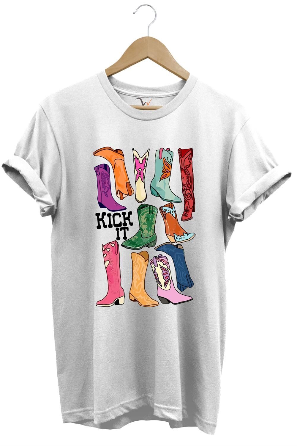 Unisex Cowgirl Kovboy Çizme Baskılı %100 Pamuk Regular Fit Bisiklet Yaka T-Shirt - Antrasit 3XL