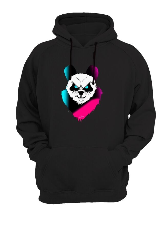 Panda Baskılı Siyah Sweatshirt