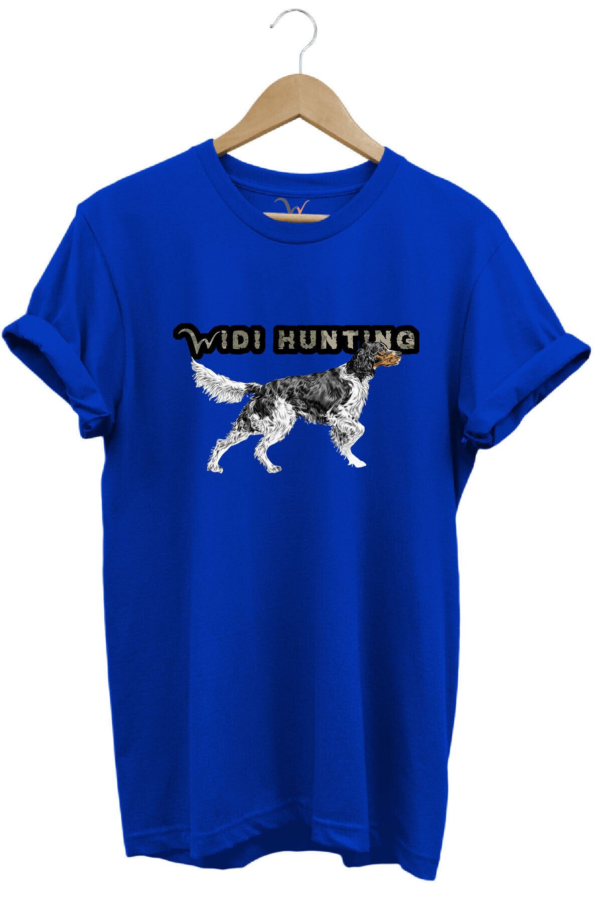Widi Hunting Avcılık English Setter Av Köpeği Baskılı %100 Pamuk Regular Fit T-shirt Mavi - L