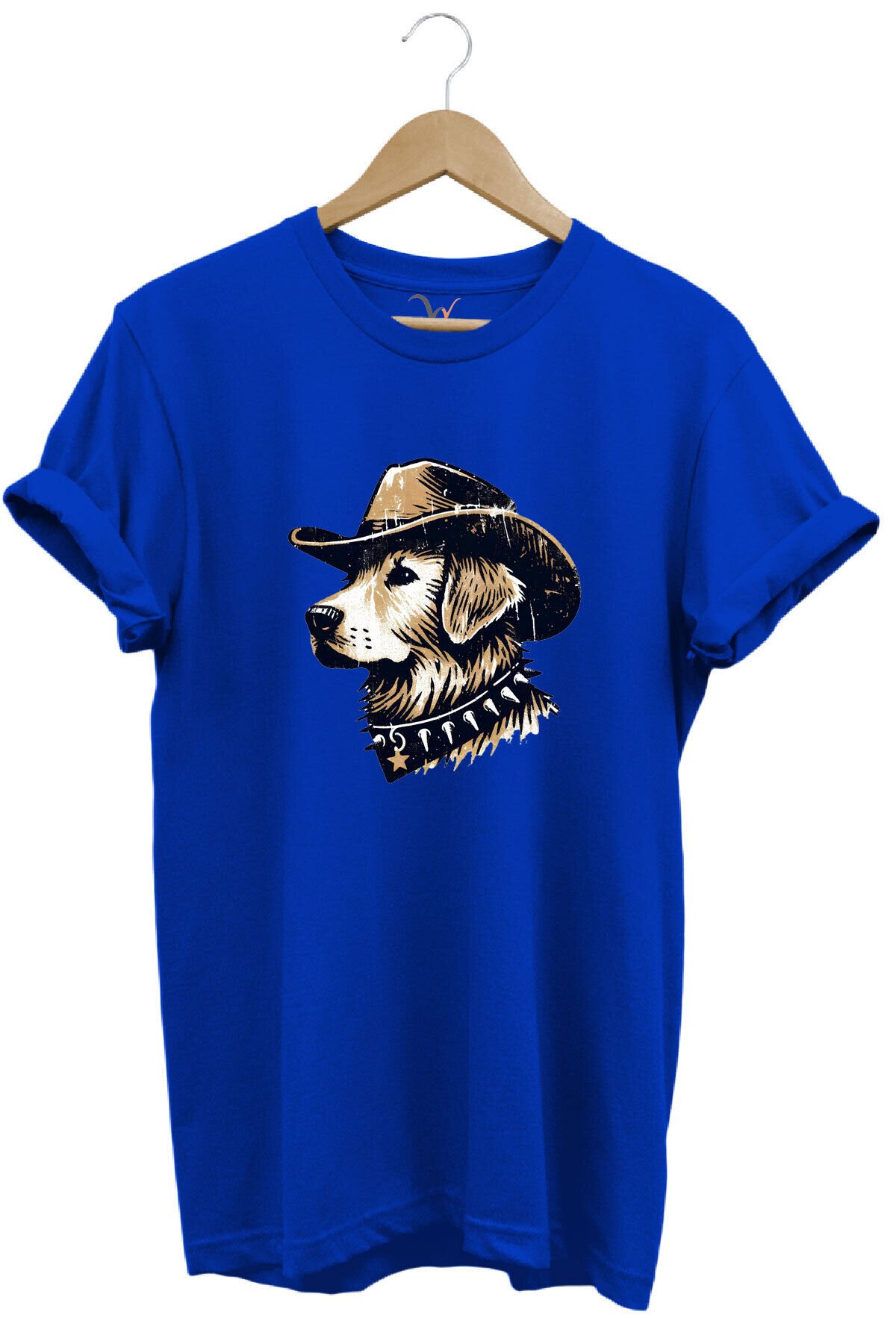 Avcılık Hunting Avcı Köpeği Golden Retriever Baskılı Vintage %100 Pamuk Unisex Regular Fit T-Shirt Mavi - 3XL